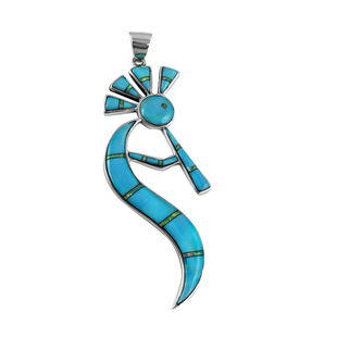 Santa Fe Collection - Multi Spinel and Synthetic Opal Kokopelli Pendant in Sterling Silver 2.00 Ct, 