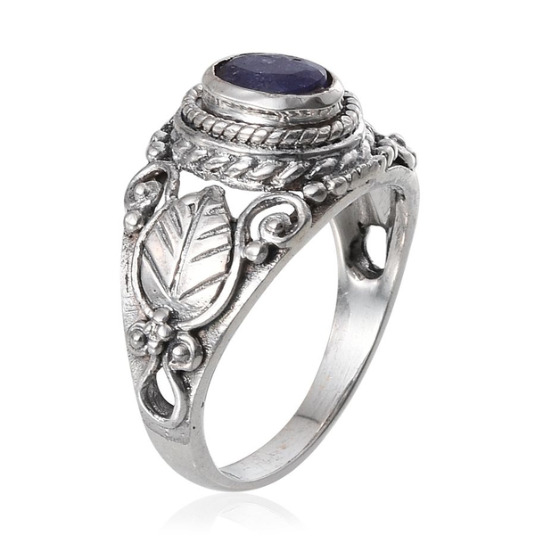 Jewles of India Tanzanite (Ovl) Ring in Sterling Silver 0.880 Ct.