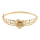 Close Out Deal - 9K Yellow Gold Natural Cambodian Zircon Diamond Cut Floral Bangle (Size 7) with Cla