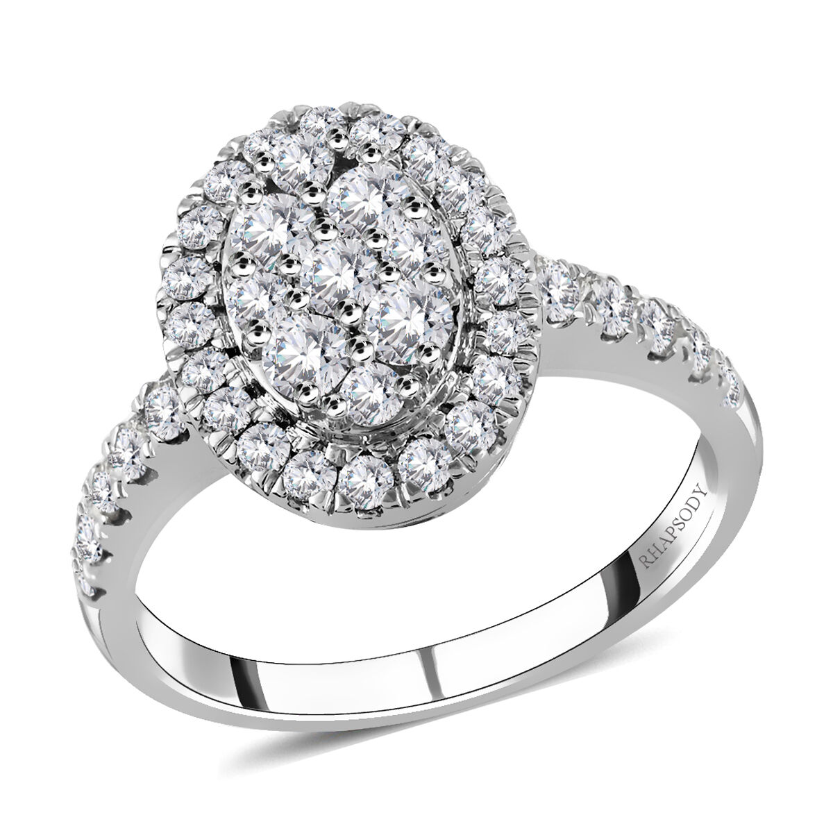 IGI Certified RHAPSODY 950 Platinum VVS VS Diamond Cluster Halo Ring 8.07 grams, 1.01 Ct