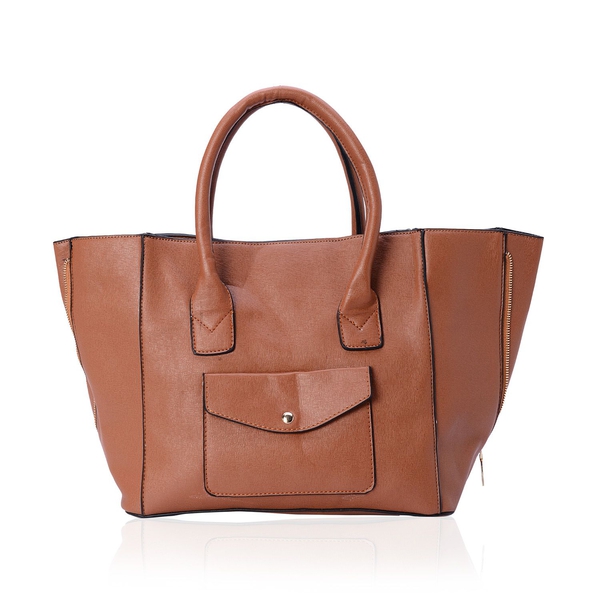 Set of 2 - Chocolate Colour Large and Small with Adjustable and Removable Shoulder Strap Tote Bag (Size 53x28x18 Cm, 25x21x10 Cm)