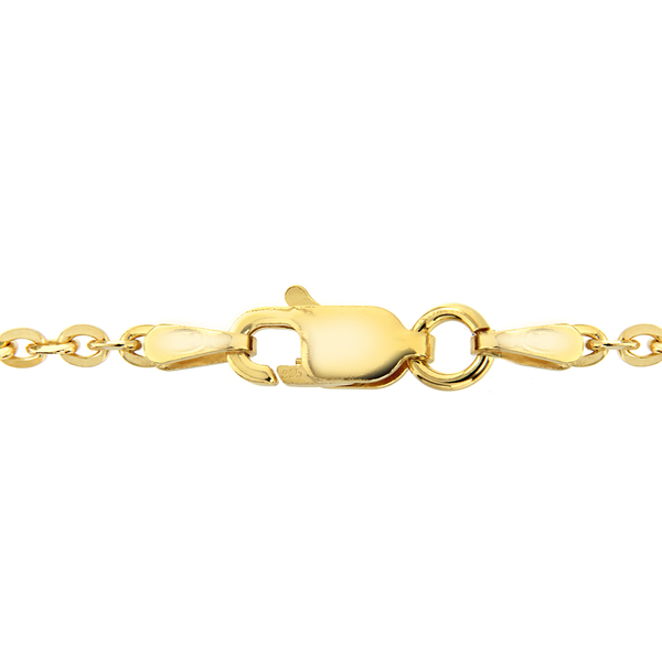 14K Gold Overlay Sterling Silver Trace Chain (Size 16) With Lobster Clasp.