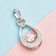 Moissanite Drop Pendant in Rose Gold and Platinum Overlay Sterling Silver
