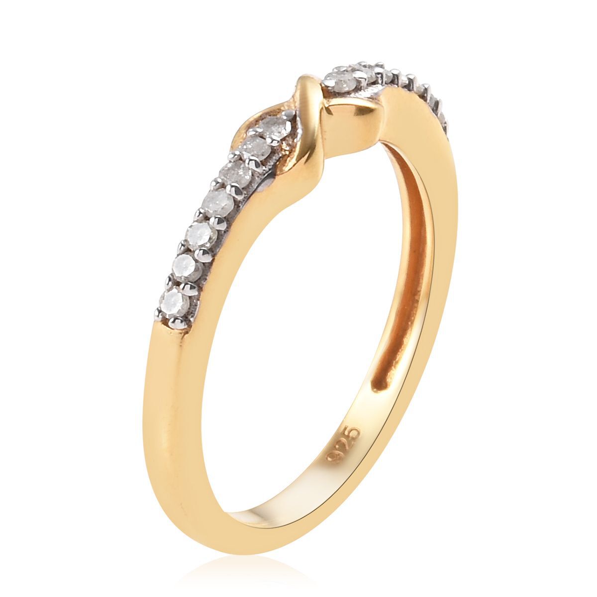 Diamond (Rnd) Infinity Promise Ring in 14K Gold Overlay Sterling Silver 0.150  Ct.