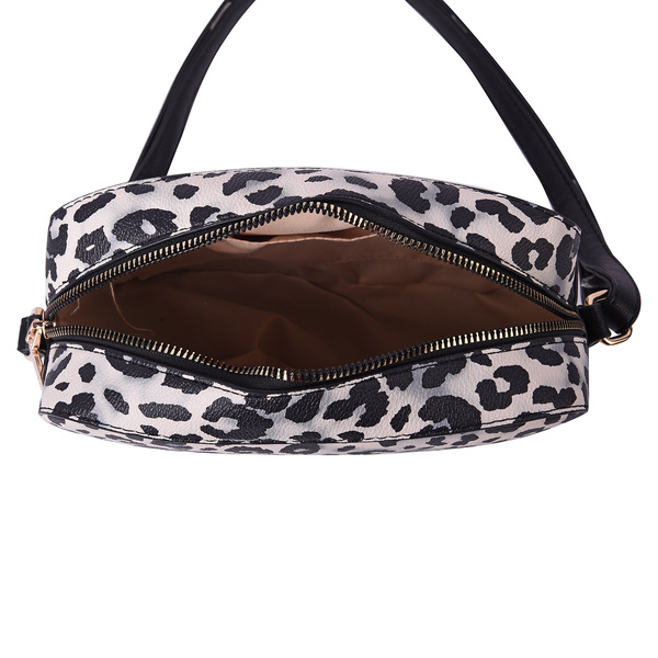 LOCK SOUL Cream and Black Leopard Pattern Crossbody Bag