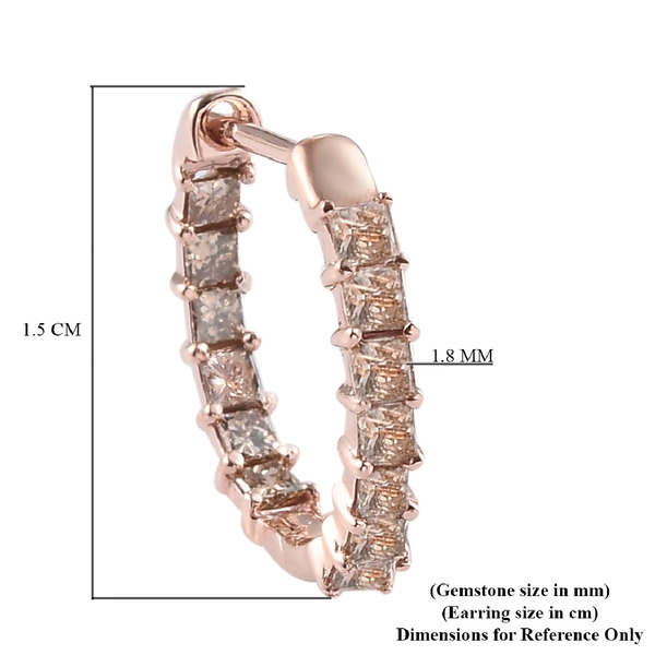9K Rose Gold SGL Certified Champagne Diamond (I2-I3) Full Hoop Earrings 1.00 Ct.