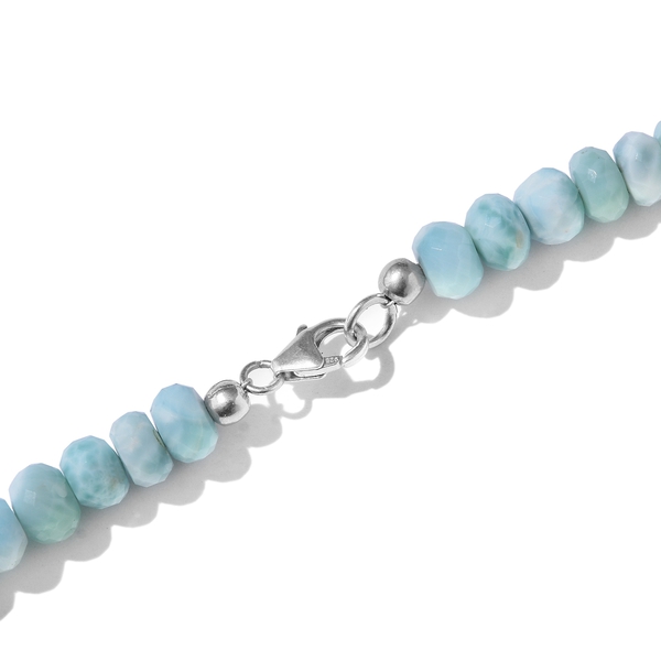 Larimar Necklace (Size 18) with Lobster Lock in Platinum Overlay Sterling Silver 170.00 Ct.