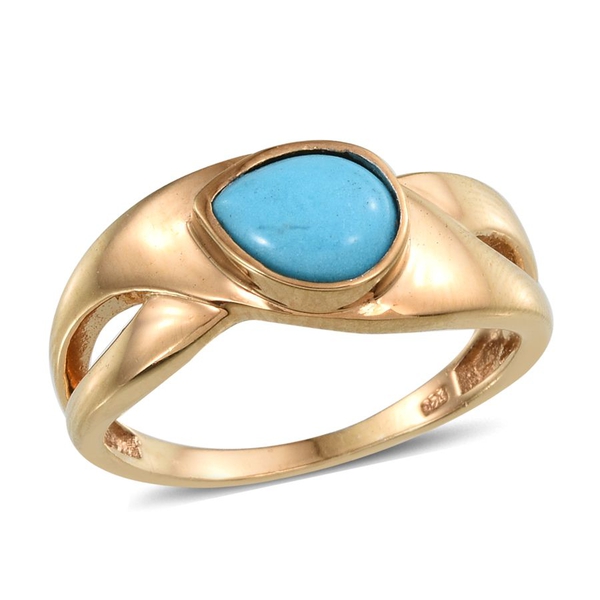 Arizona Sleeping Beauty Turquoise (Pear) Solitaire Ring in 14K Gold Overlay Sterling Silver 1.250 Ct.