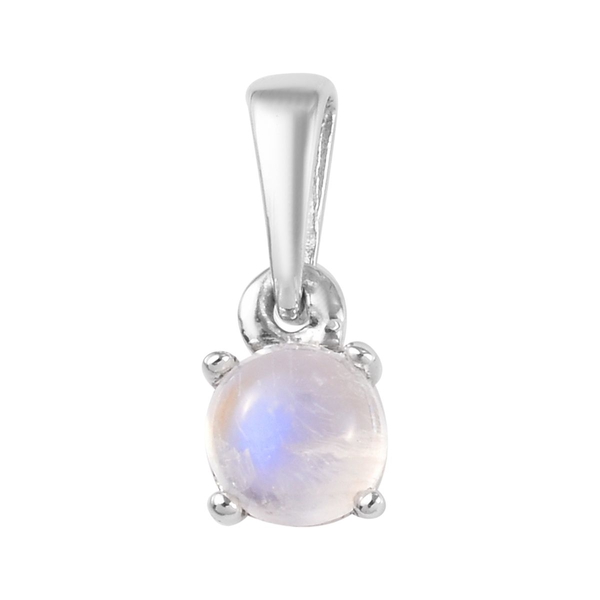 0.75 Ct Rainbow Moonstone Solitaire Pendant in Platinum Plated Silver