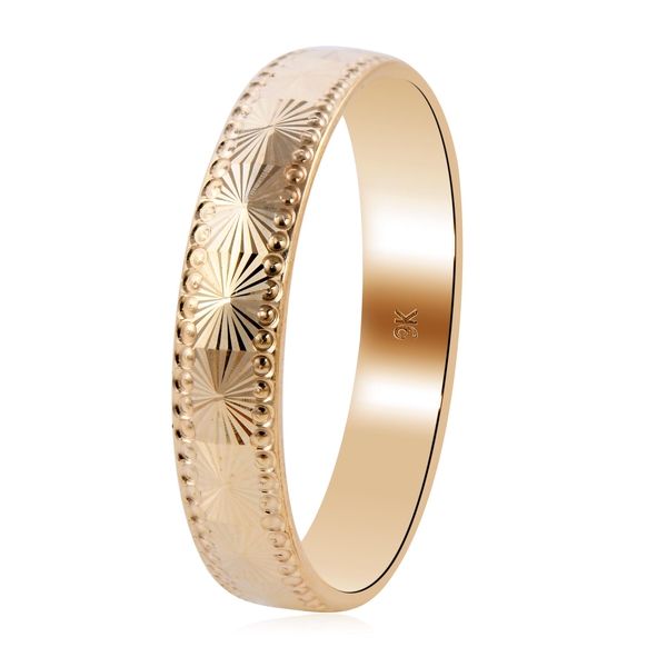 Close Out Deal- 9K Yellow Gold Diamond Cut Textured Band Ring