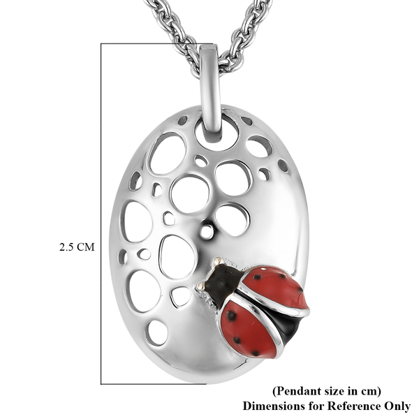 RACHEL GALLEY Rhodium Overlay Sterling Silver Enamelled Pendant with Chain (Size 18), Silver Wt. 8.60 Gms