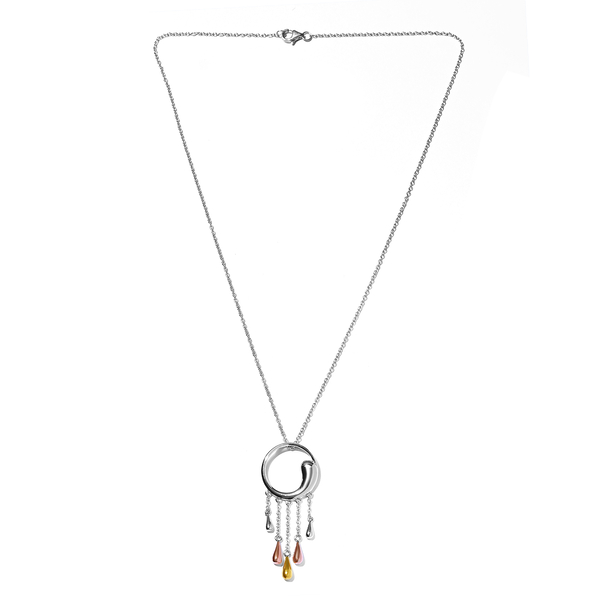 LucyQ Tri- Colour Drip Collection -18K Vermeil Tricolour Gold Overlay Sterling Silver Pendant with Chain (Size 18)