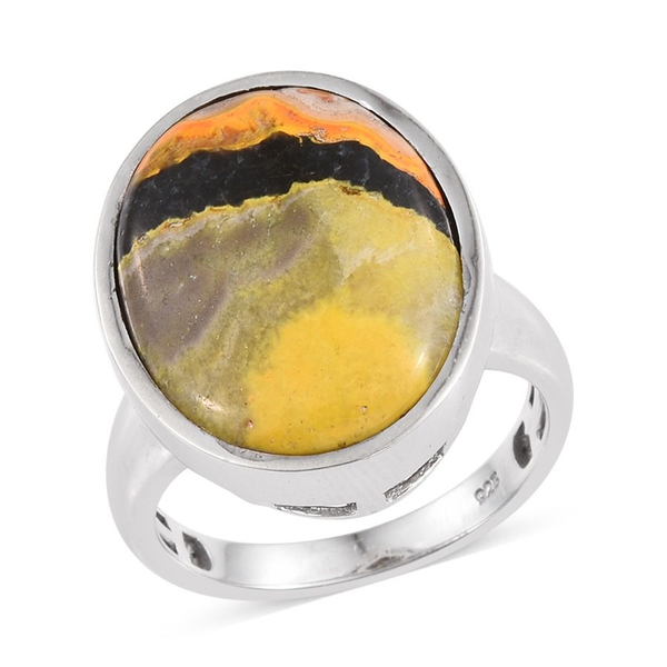 Bumble Bee Jasper (Ovl) Ring in Platinum Overlay Sterling Silver 11.750 Ct.