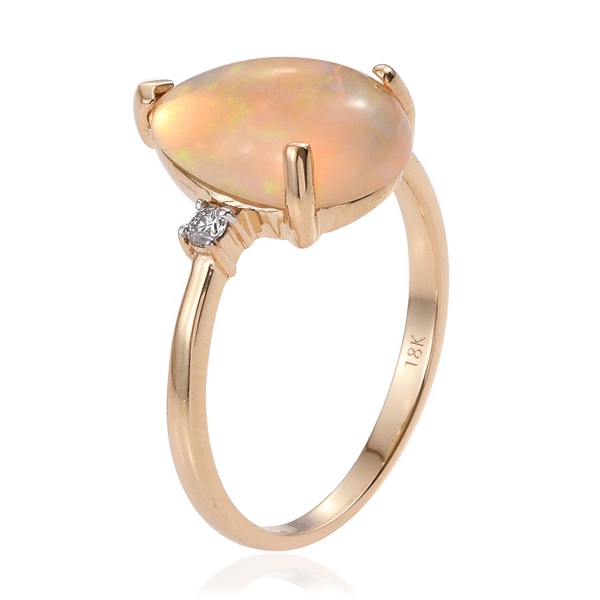 ILIANA 18K Y Gold AAA Ethiopian Welo Opal (Pear 4.15 Ct), Diamond Ring 4.250 Ct.