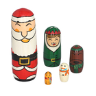 Set of 5 - Traditional Hand Printed Santa Wooden Nesting and Stacking Dolls - Multi