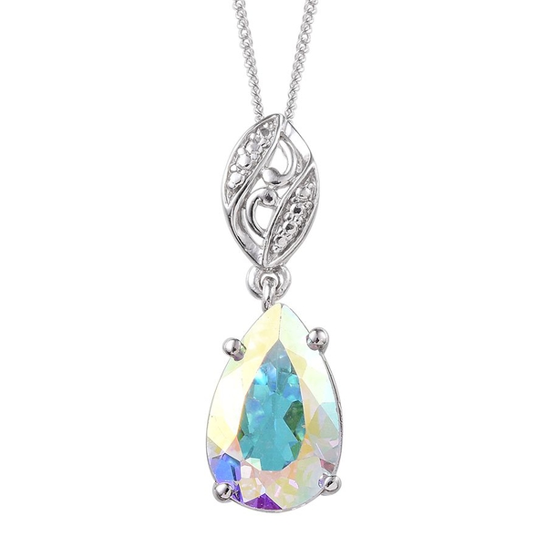 Mercury Mystic Topaz (Pear) Solitaire Pendant With Chain in Platinum Overlay Sterling Silver 4.400 C