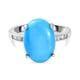 RHAPSODY 950 Platinum Arizona Sleeping Beauty Turquoise and Diamond Ring 4.54 Ct, Platinum Wt. 5.20 