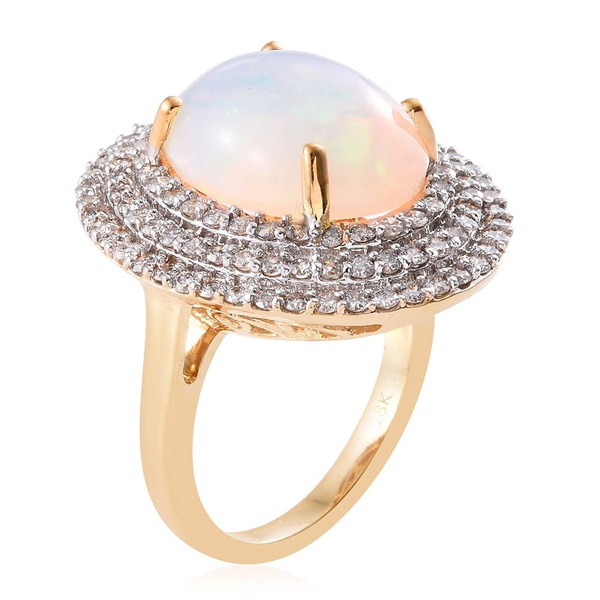 Signature Collection-ILIANA 18K Y Gold AAAA Ethiopian Welo Opal (Ovl 6.50 Ct), Diamond (SI-G-H) Ring 8.000 Ct. Gold Wt 9.00 Gms
