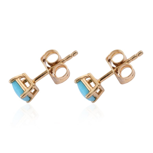 Arizona Sleeping Beauty Turquoise (Sqr) Stud Earrings (with Push Back) in 14K Gold Overlay Sterling Silver 0.750 Ct.