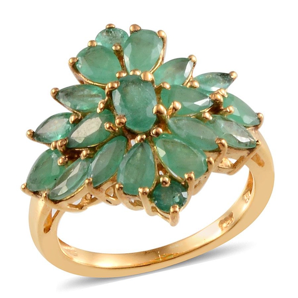 Kagem Zambian Emerald (Ovl) Cluster Ring in 14K Gold Overlay Sterling Silver 2.750 Ct.