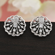 Simulated Diamond Floral Earrings (with Push Back) in Platinum Overlay Sterling Silver