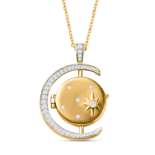 Diamond Pendant with Chain (Size 20) in Vermeil Yellow Gold Overlay Sterling Silver 0.50 Ct, Silver 