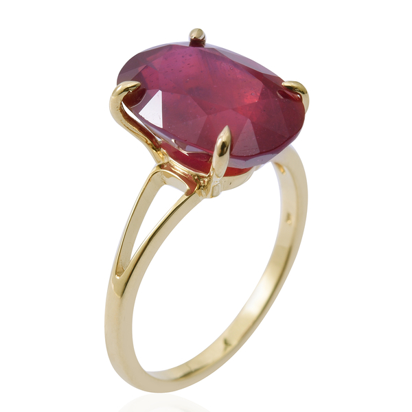 9K Yellow Gold AAA Rare Size African Ruby (Ovl) Solitaire Ring 8.500 Ct.