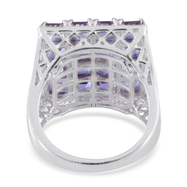 Lavender Alexite (Sqr) Ring in Platinum Overlay Sterling Silver 5.000 Ct.