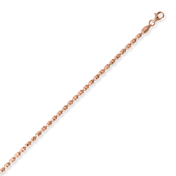 Italian Made Rose Gold Overlay Sterling Silver Barrel Crystal Necklace (Size - 32), Silver Wt. 18.77