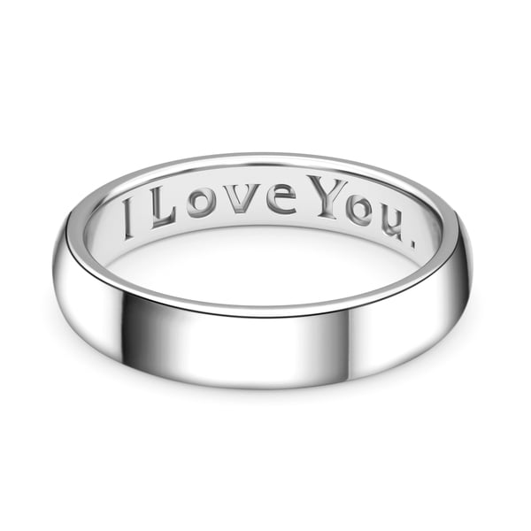 Platinum Overlay Sterling Silver I Love You Engraved Band Ring
