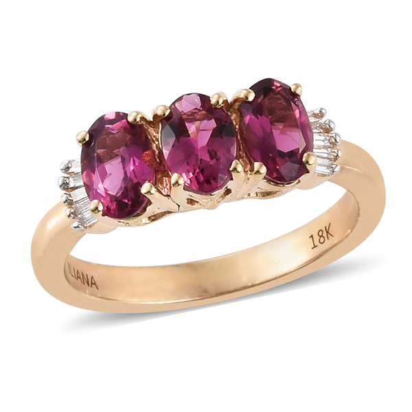 ILIANA 18K Y Gold AAAA Ouro Fino Rubellite (Ovl), Diamond (SI-G-H) Ring 1.350 Ct.
