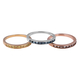 Set of 3 - Champagne, Blue and Yellow Diamond Half Eternity Ring in Silver, Gold and Rose Gold Overl