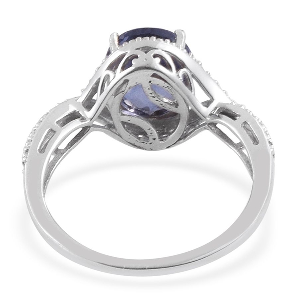 Colour Change Fluorite (Ovl) Solitaire Ring in Platinum Overlay Sterling Silver 3.000 Ct.