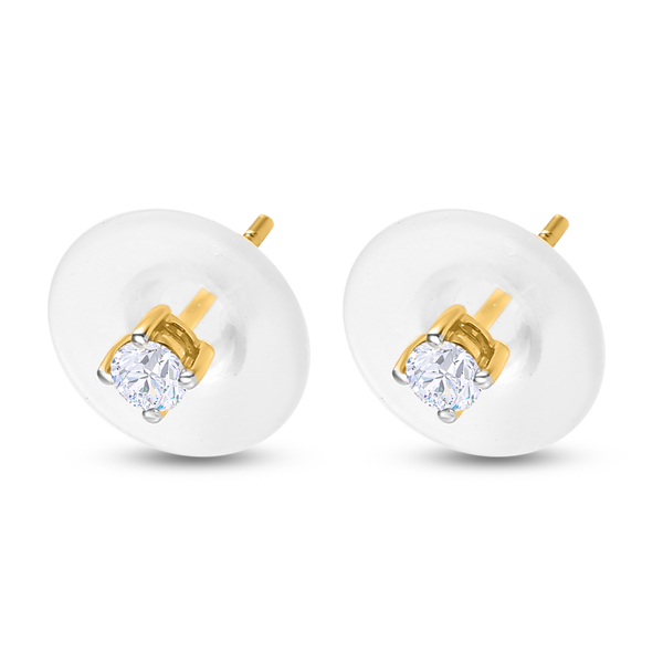 9K Yellow Gold SGL Certified Diamond (I3/G-H) Stud Earrings (with Push Back) 0.20 Ct.