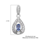 Ceylon Sapphire and Natural Cambodian Zircon Dangle Earrings (with Push Back) in Rhodium Overlay Sterling Silver 1.31 Ct.