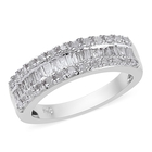 0.50 Ct Diamond Half Eternity Band Ring (Size O) in Platinum Plated Sterling Silver