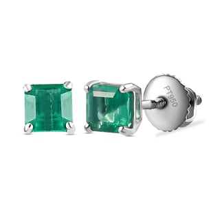 RHAPSODY 950 Platinum AAAA Boyaca Colombian Emerald Stud Earrings (with Screw Back)
