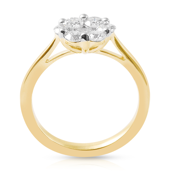 Limited Edition- 9K Yellow Gold SGL Certified Pressure-Set Diamond (Rnd) (I3/G-H)  Ring 0.500 Ct.