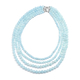 Santa Teresa Aquamarine Four-Row Necklace (Size 16 with Magnetic Lock) in Rhodium Overlay Sterling S