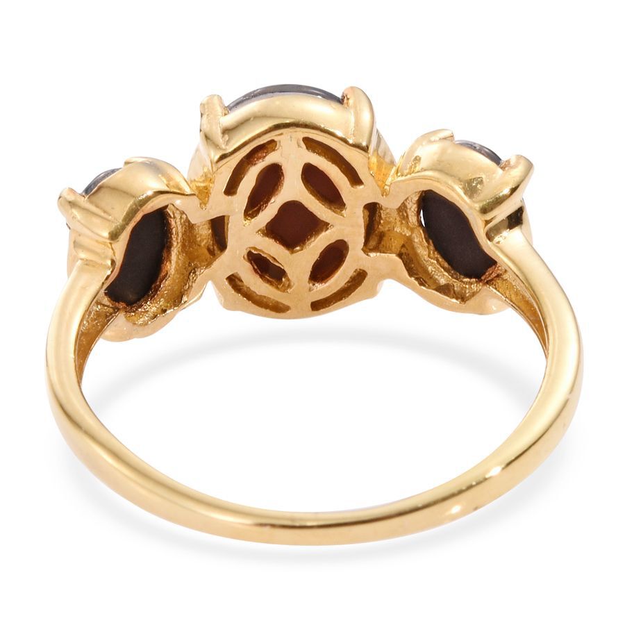 Australian Boulder Opal (Ovl 1.65 Ct) 3 Stone Ring in 14K Gold Overlay Sterling Silver 2.750 Ct.