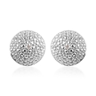 Diamond Stud Earrings (with Push Back) in Platinum Overlay Sterling Silver