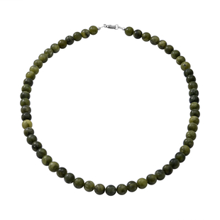 Connemara - Irish Green Stone Necklace (Size - 20) in Rhodium Overlay Sterling Silver 250 CT