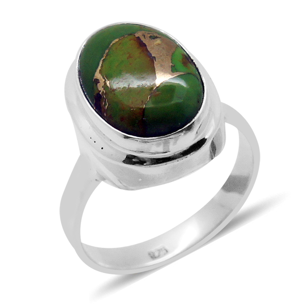 Royal Bali Collection Mojave Green Turquoise (Ovl) Solitaire Ring in Sterling Silver 5.750 Ct.