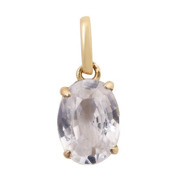 One Time Mega Deal- 9K Yellow Gold Natural White Cambodian Zircon (Ovl 8x6 ) Pendant 1.250 Ct.
