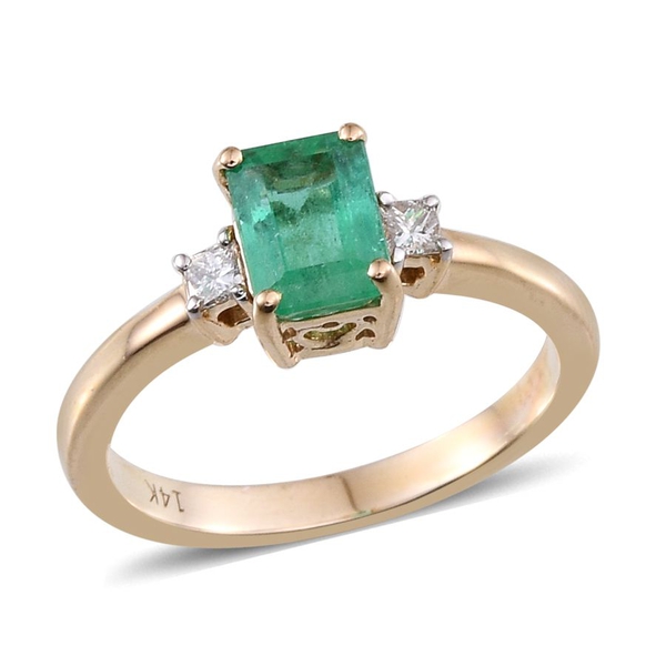 14K Y Gold Boyaca Colombian Emerald (Oct 1.10 Ct), Diamond Ring 1.250 Ct.