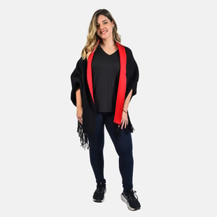 Kris Ana Reversible Wrap with Tassels - Black and Grey