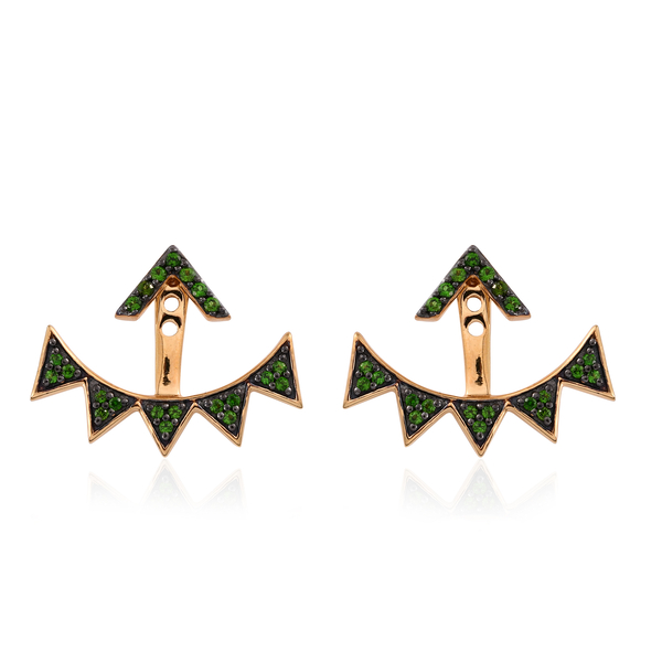 JCK Vegas Collection Chrome Diopside (Rnd) Jacket Earrings (with Push Back) in Yellow Gold Overlay S