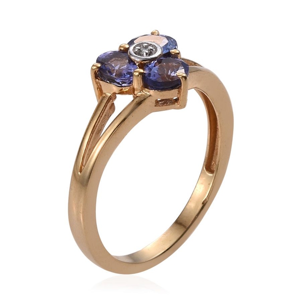 Tanzanite (Ovl), Diamond Ring in 14K Gold Overlay Sterling Silver 1.010 Ct.