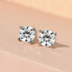 Moissanite Stud Earrings (With Push Back) in Platinum Overlay Sterling Silver