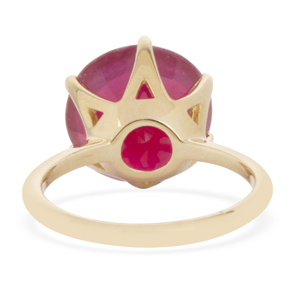 Limited Edition- 9K Yellow Gold AAA Rare Size African Ruby (Rnd 12 mm) Ring 9.290 Ct.